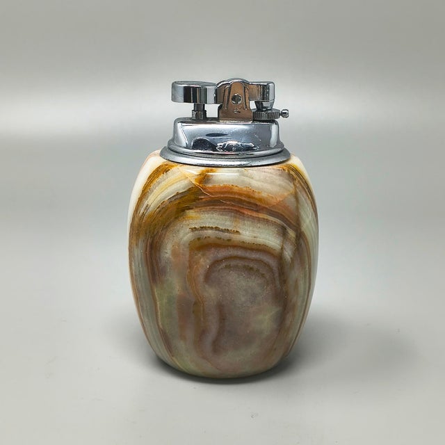 Mid-Century Modern Italian Onyx Smoking Set with Table Lighter & Ashtray, 1960s, Set of 2 For Sale - Image 4 of 10