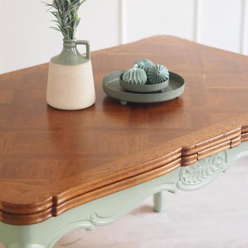 1920s French Country Style Mint Green Dining Table with Inlaid Top, 1920s For Sale - Image 5 of 18