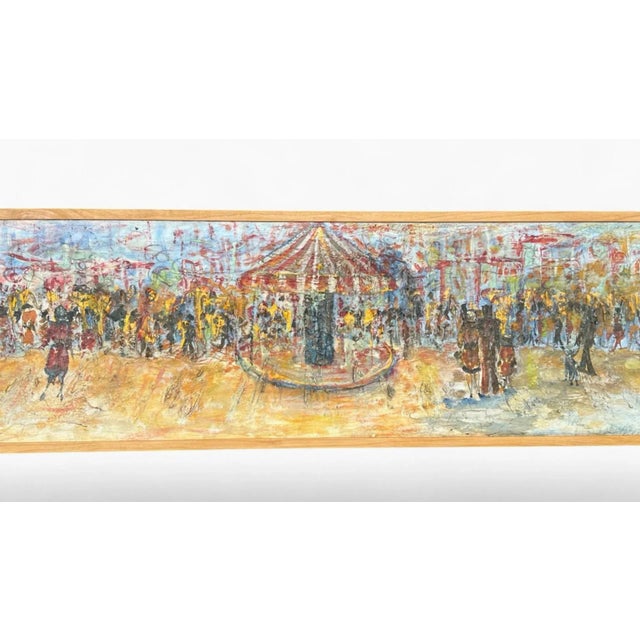 Wood Signed Coleman Abstract Expressionist Urban Festival Painting For Sale - Image 7 of 12
