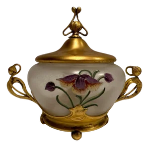 Late 19th Century WMF Gilt and Painted Glass Covered Box