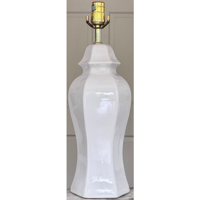 1980s Vintage Blanc De Chine Ginger Jar Lamp For Sale - Image 5 of 11
