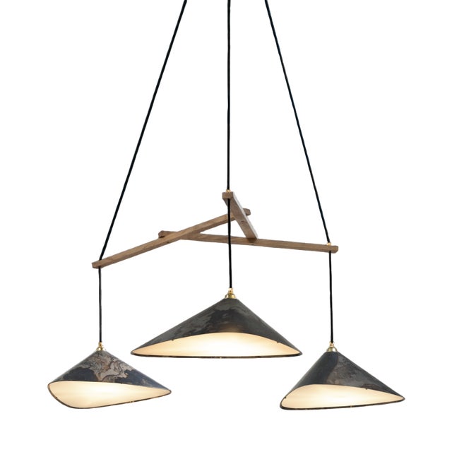 Emily Group of Three with Oxidized Shades Hanging Lamp from Moss Objects For Sale