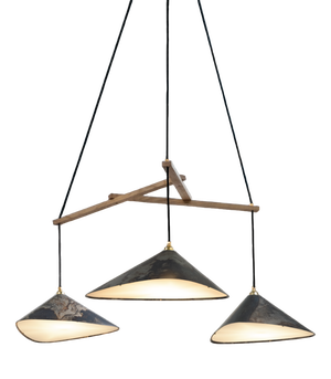 Emily Group of Three with Oxidized Shades Hanging Lamp from Moss Objects