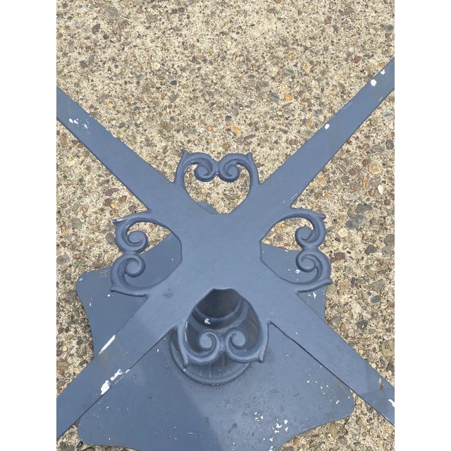 Metal Vintage Cast Aluminum Hollywood Regency Outdoor Table Pedestal Base For Sale - Image 7 of 10