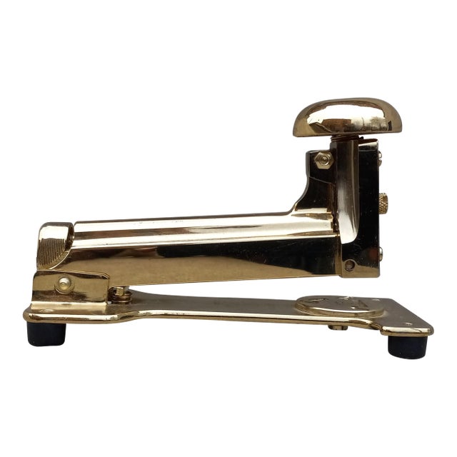 1960s El Casco Model No. 15 Stapler 23k Gold Plated Hand Polished For Sale