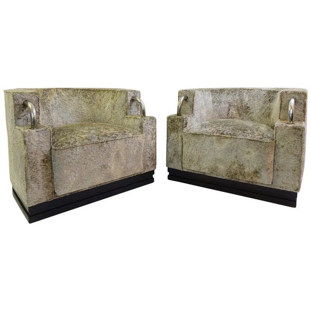 Set of Art Deco Armchairs in Velvet Upholstery For Sale - Image 9 of 9