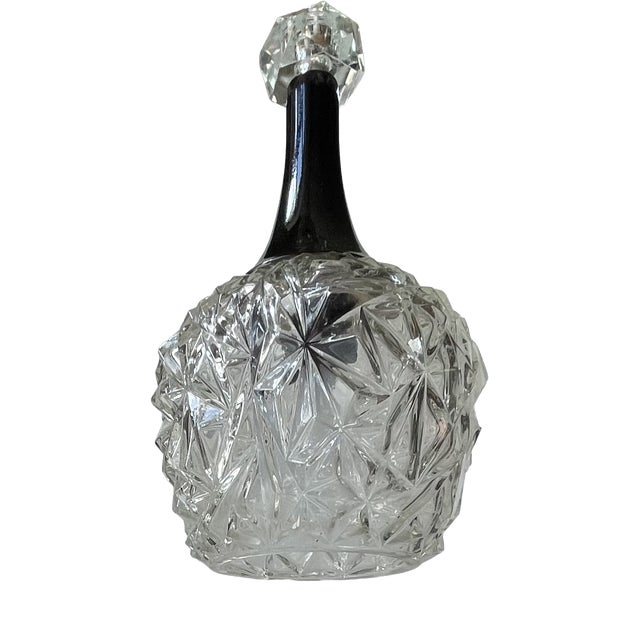 Small Vintage Pendant Lamp in Pressed Glass and Crystal, 1970s For Sale