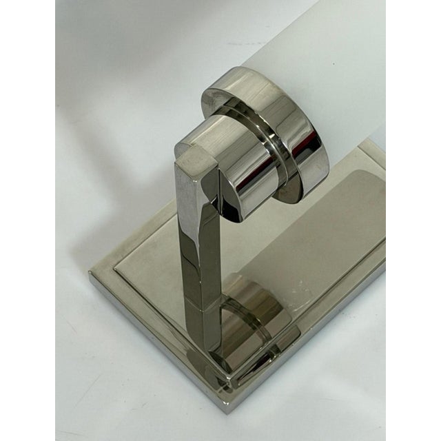 Pair of Marian Jamieson "Six of One" Nickel Wall Sconces With Frosted Glass For Sale - Image 14 of 17
