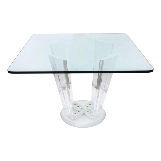 Modern Glass-Topped Lucite Dining Table For Sale