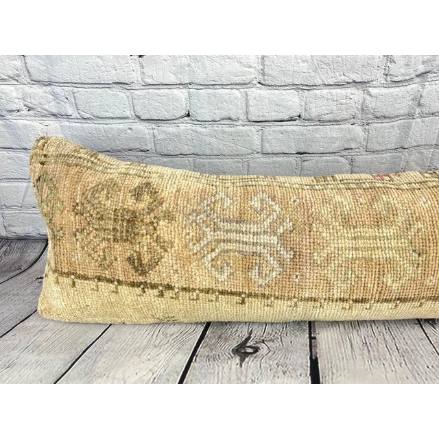 Turkish 12 x 46 Lumbar Rug Pillow Whispering Retreat Turkish Pillow Cushion Cover For Sale - Image 3 of 4