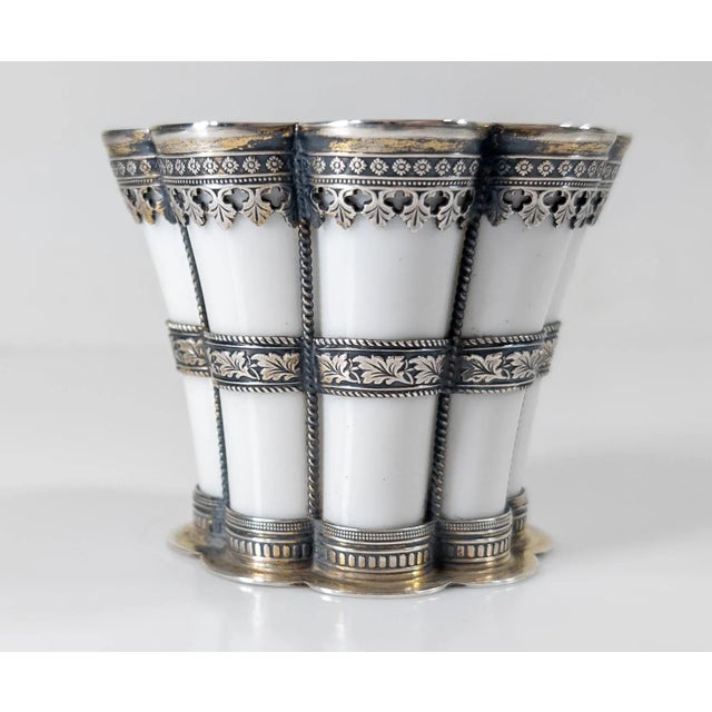 Early 20th Century Early 20th Century Danish Royal Copenhagen Porcelain Margrethe Cup With Sterling Silver Mounts For Sale - Image 5 of 13