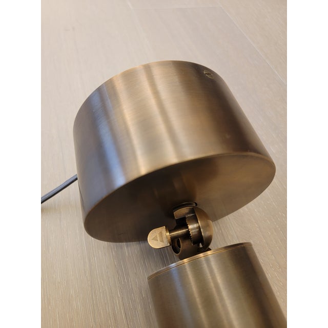 Apparatus Studio Cylinder Pendant Light in Aged Brass & Leather For Sale - Image 12 of 18