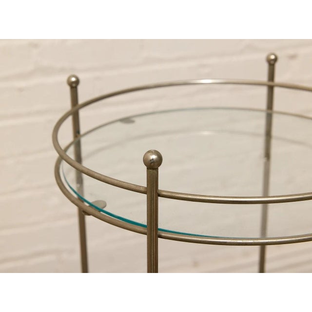 Vintage Three-Tier Metal & Glass Round Side Table For Sale In Los Angeles - Image 6 of 10