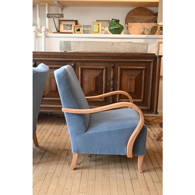 Jindrich Halabala H237 Armchairs in Pierre Frey Mohair For Sale - Image 9 of 14
