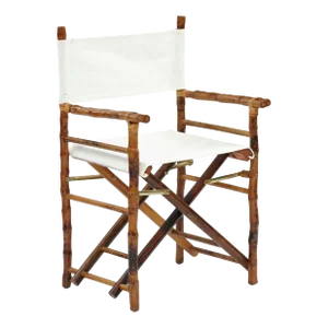 Folding Campaign Directors Chair, Brown, Rattan