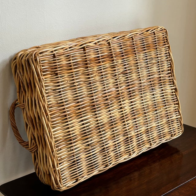 Large French Country-Style Handwoven Wicker Basket Tray For Sale - Image 12 of 12