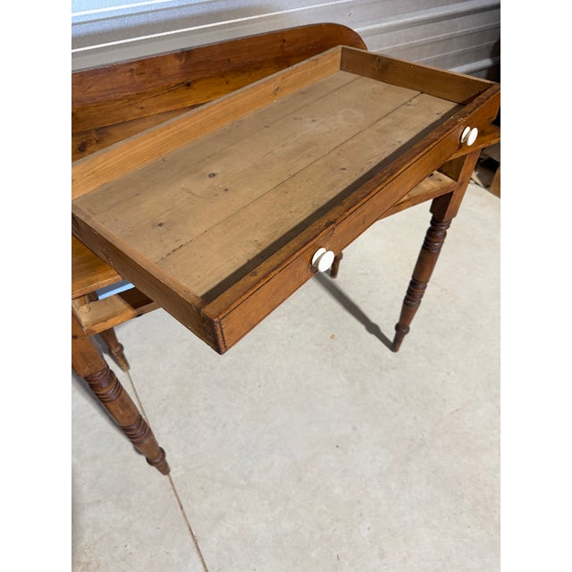 Antique Pine Wash Stand / Desk With Drawer and Lip From England For Sale - Image 16 of 18