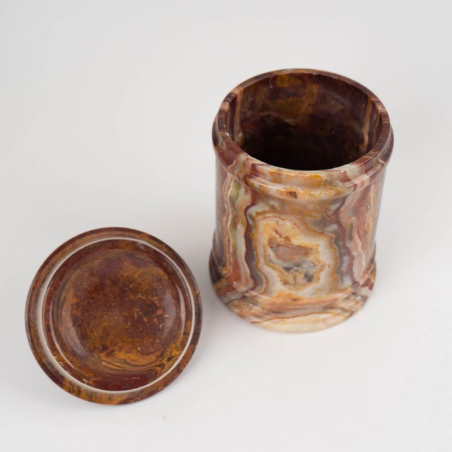 Vintage Red Onyx Stone Jar With Lid For Sale - Image 10 of 12