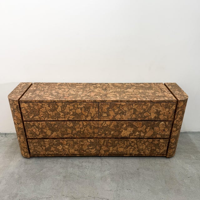 Gabriella Crespi Vintage 1970s MCM Six Drawer Cork Dresser For Sale - Image 4 of 10