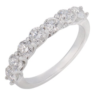 Vintage Mayors Diamond 18k White Gold Half Eternity Band, Size 4.5 For Sale