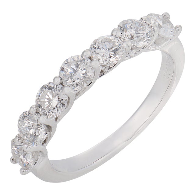 Vintage Mayors Diamond 18k White Gold Half Eternity Band, Size 4.5 For Sale