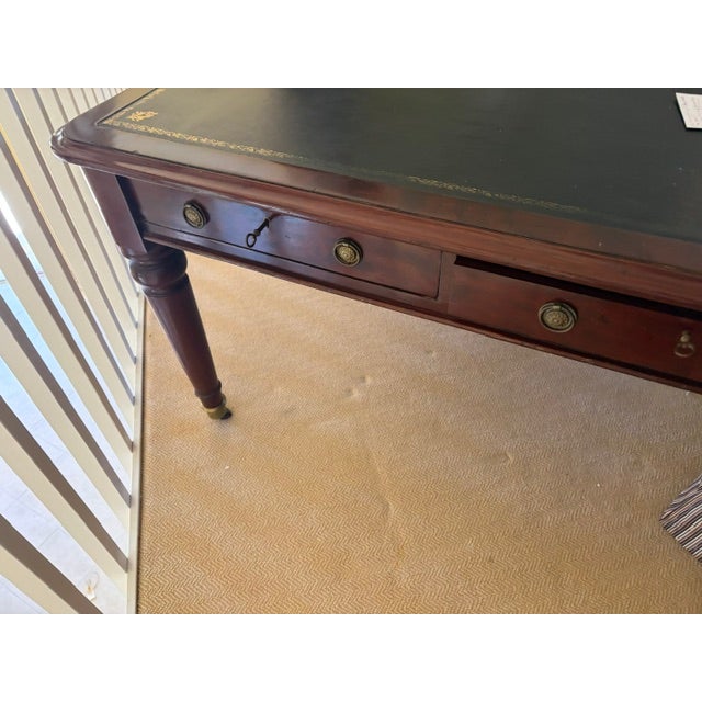Wood Antique English Mahogany Double Writing Desk (Partners Desk) For Sale - Image 7 of 7