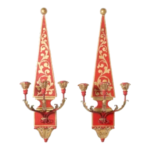 Pair of Antique Italian Neoclassic Painted Wall Sconces