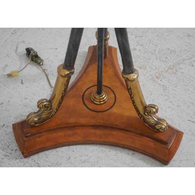 1990s Maitland Smith Swan Arm Iron & Brass Torchiere Floor Lamp For Sale - Image 5 of 10