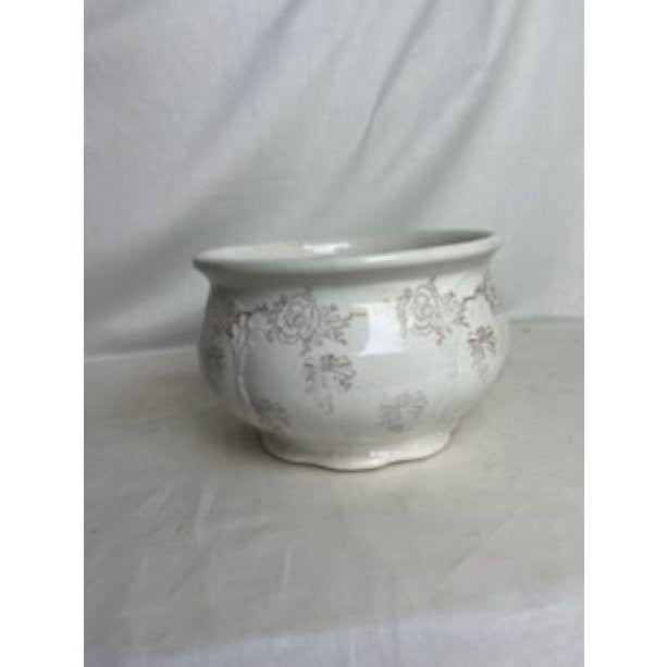 Chamber Pot, Embossed White With Gold Flowers and Bows, Homer Laughlin For Sale - Image 4 of 11