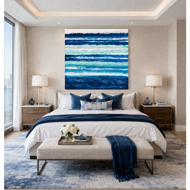 Abstract "Waves" Abstract Expressionist Acrylic on Canvas Painting by Shabs Beigh For Sale - Image 3 of 4