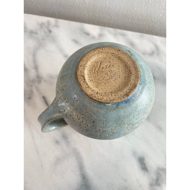 Mid 20th Century Mid 20th Century Handmade Studio Ceramic Pitcher With Light Blue-Gray Glaze For Sale - Image 5 of 8
