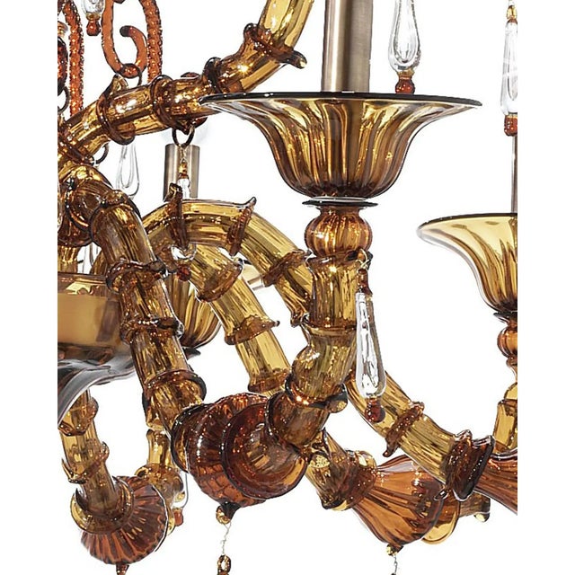 Glass Handcrafted Modern Brown Ca’ Rezzonico Chandelier With Curled Murano Glass Details For Sale - Image 7 of 8