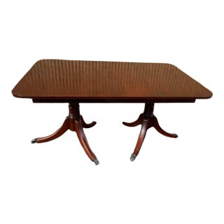Vintage Mahogany Double Pedestal Dining Table With Leaf. Circa 1940 For Sale