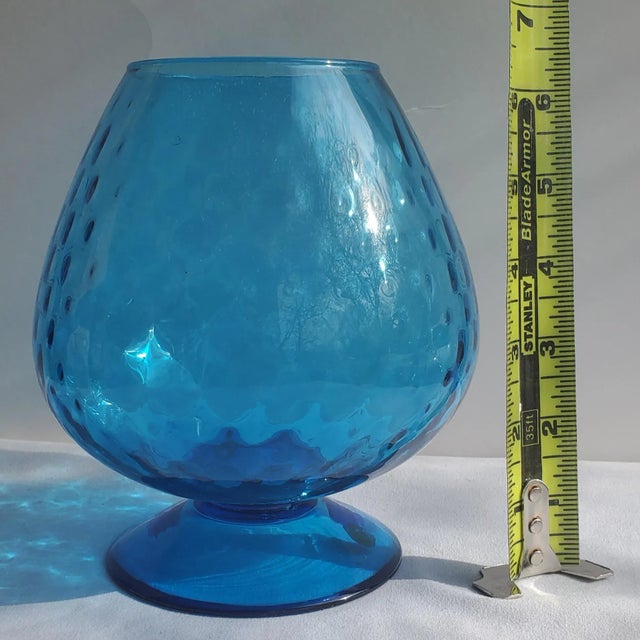 Italian Mid-Century Empoli Blue Glass Optic Snifter For Sale In Nashville - Image 6 of 8