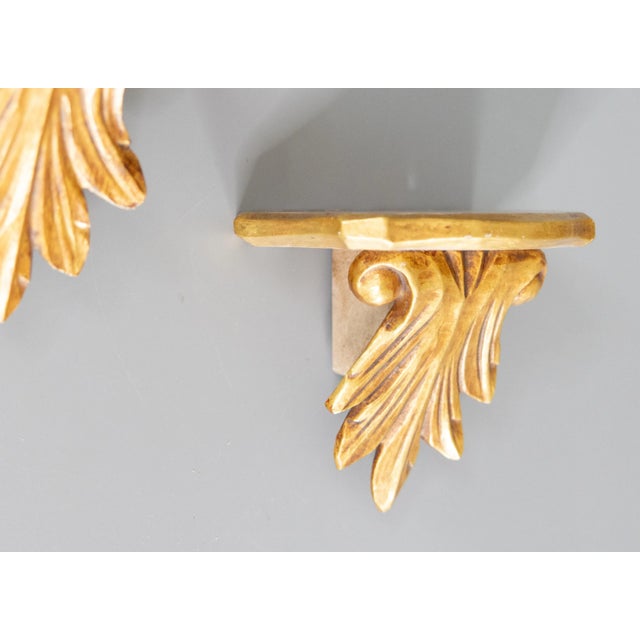 Vintage Italian Giltwood Wall Brackets Shelves - a Pair For Sale In Houston - Image 6 of 7