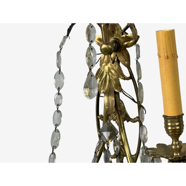 1950s Neoclassical Style, Wall Sconces, Bronze, Crystal, France - a Pair For Sale - Image 9 of 11