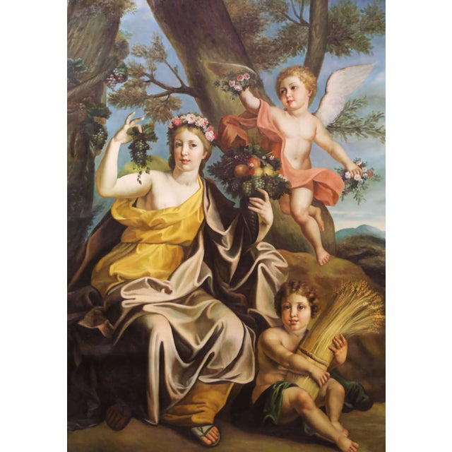French Mid-Century French Oil Painting of Saint Rose of Lima With Cherubs For Sale - Image 3 of 10