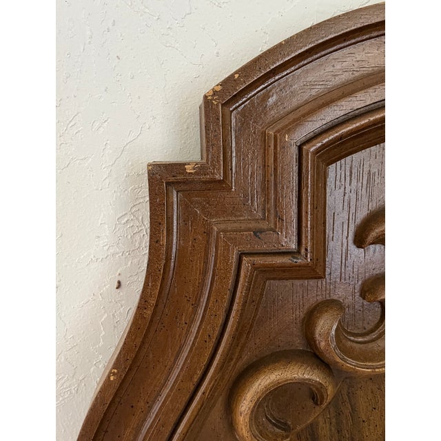Pair of Vintage Spanish/Baroque Revival Carved Wood Arched Wall Mirrors For Sale - Image 11 of 11