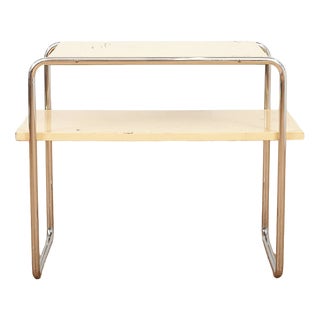 Model B12 Console Table in Chrome-Plated Tubular Steel and Beige Lacquered Plywood by Marcel Breuer for Thonet, 1928 For Sale