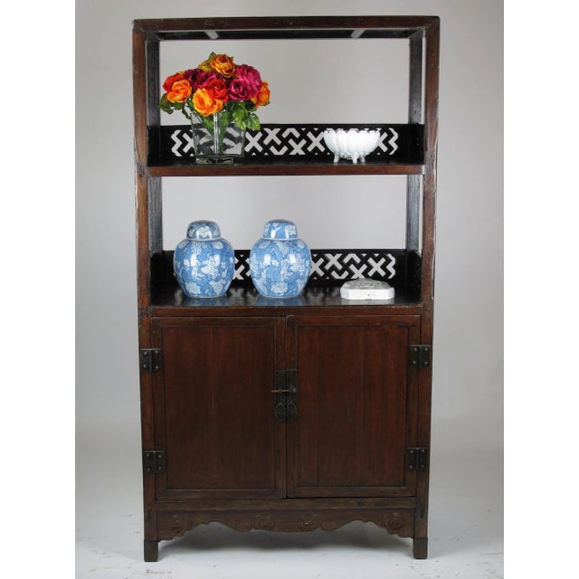 Transitional 1900 - 1909 Asian Style Elmwood Book Cabinet For Sale - Image 3 of 10