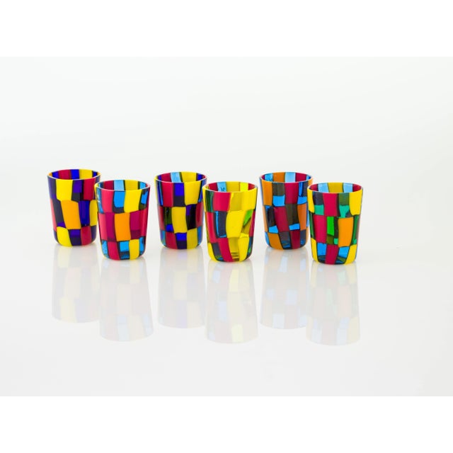 Handmade Shot Glasses in Murano Glass by Angelo Ballarin, Set of 6 For Sale - Image 3 of 4
