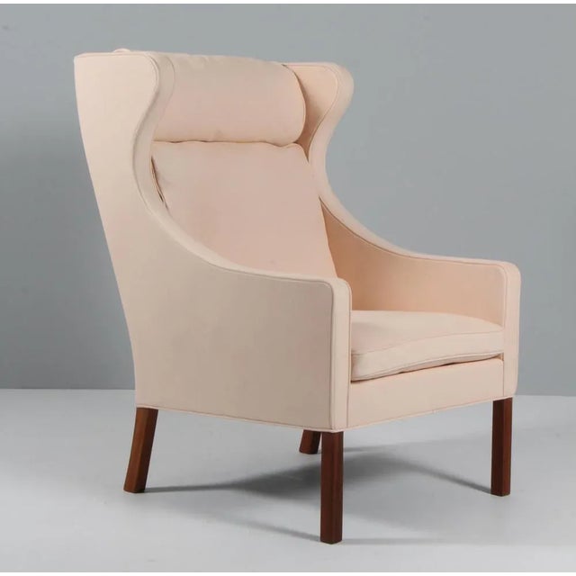 Set of Natural Leather Wingback Chair and Ottoman by Børge Mogensen for Fredericia For Sale - Image 5 of 13