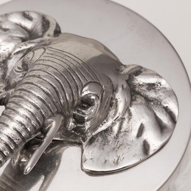 Vintage Italian Silver-Plated Elephant Mounted Glass Jar, 1960s For Sale - Image 11 of 12
