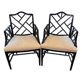 Pair of Chinese Chippendale Style Armchairs For Sale