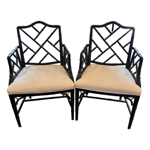 Pair of Chinese Chippendale Style Armchairs For Sale
