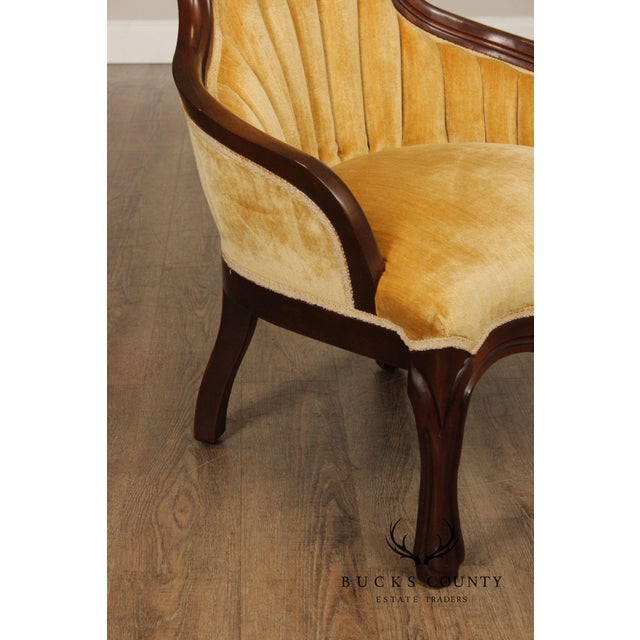 Brown Kimball Furniture Victorian Style Pair of Carved Mahogany Parlor Chairs For Sale - Image 8 of 12
