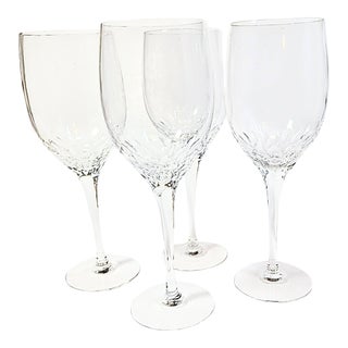 Vintage Carved Crystal Goblets-Set of Four For Sale
