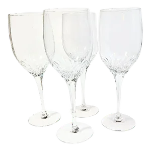 Vintage Carved Crystal Goblets-Set of Four