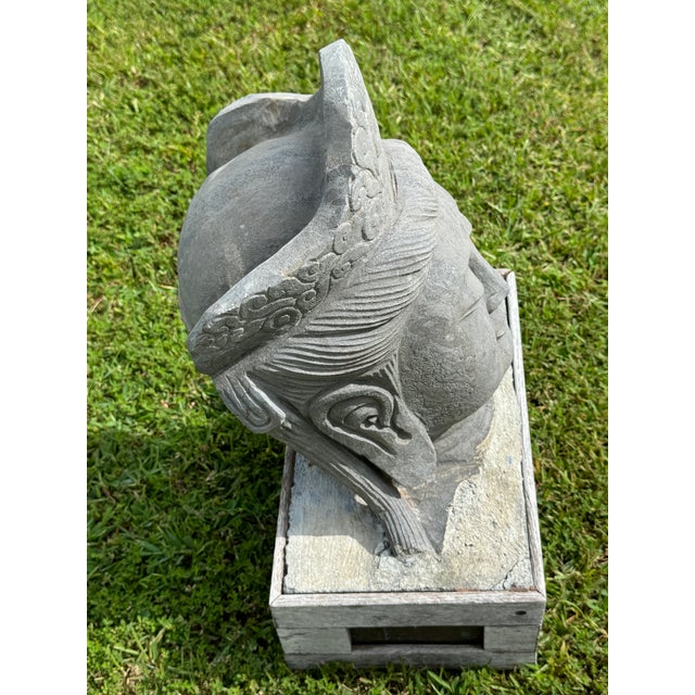 Mid 20th Century Stone Guanyin Buddha Garden Sculpture in Custom Base For Sale - Image 6 of 12
