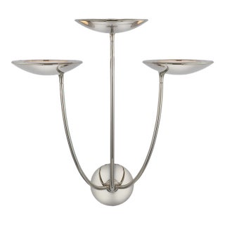 Thomas O'Brien for Visual Comfort Signature Keira Large Triple Sconce in Polished Nickel For Sale